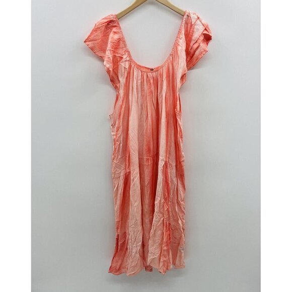 Raviya Womens Plus Size 2X Pigment-Wash Off-The-Shoulder Swim Cover-Up Coral $54 - Picture 2 of 7